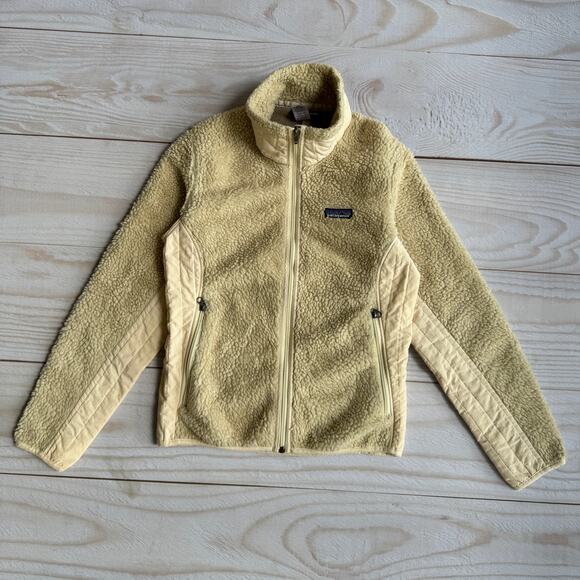 Patagonia Women's Small Synchilla Retro-X Sherpa Deep Pile Full Zip Jacket Beige - Picture 1 of 8